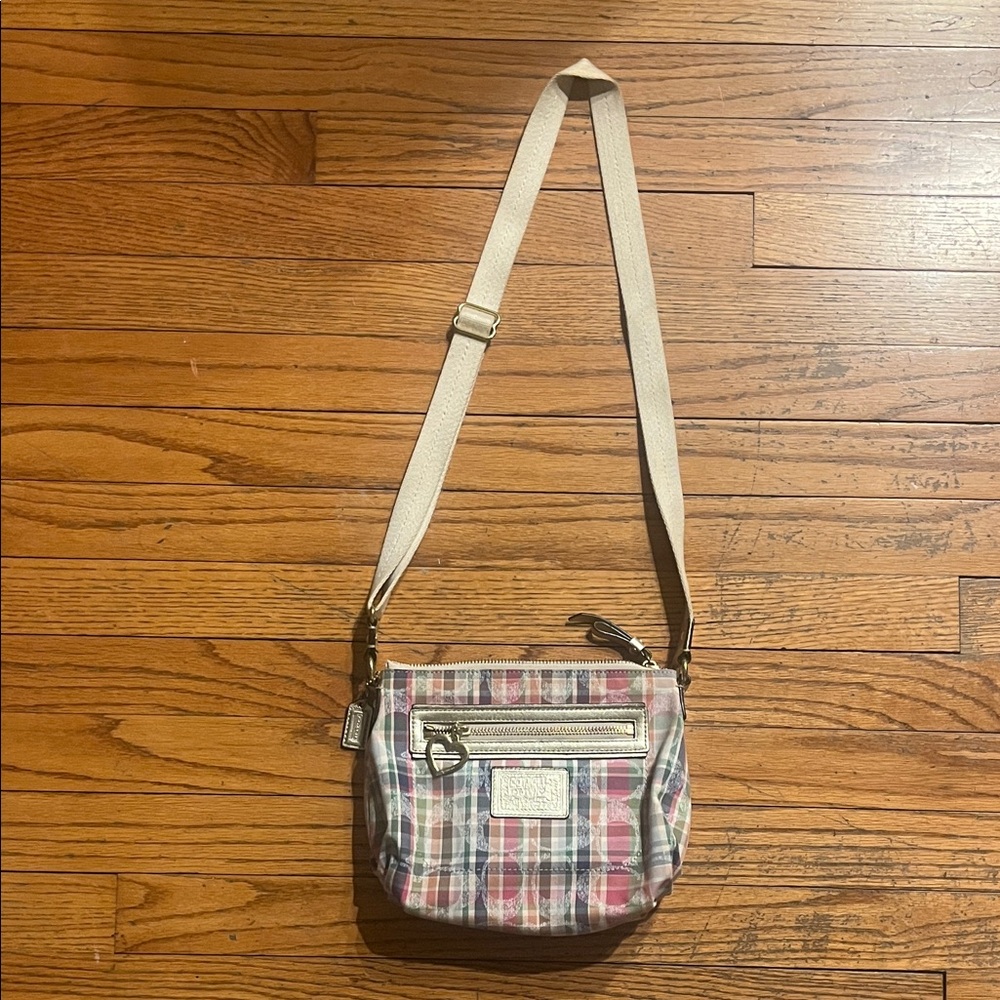 Coach Multicolor Plaid Crossbody Bag in Pink, Blue, Cream